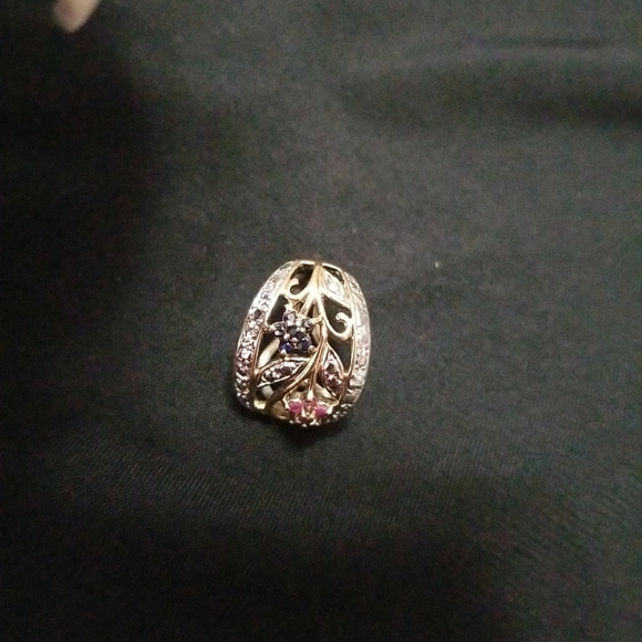 .925 silver with gold overlay Sapphire, Ruby and diamond earrings - Picture 5 of 7